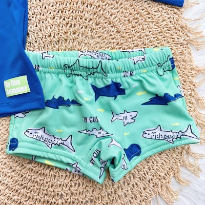 Linha Praia - Blusa com Proteção UV50+ e Sunga Tubarões - Marinho